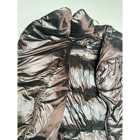 SAVE THE DUCK Ishya Puffer Black Brown Copper Moto Quilted Coat Jacket Size S - Picture 7 of 14